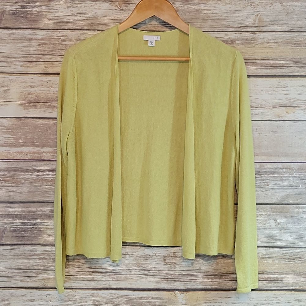 J Jill Lime Green Linen Cardigan Sweater MP